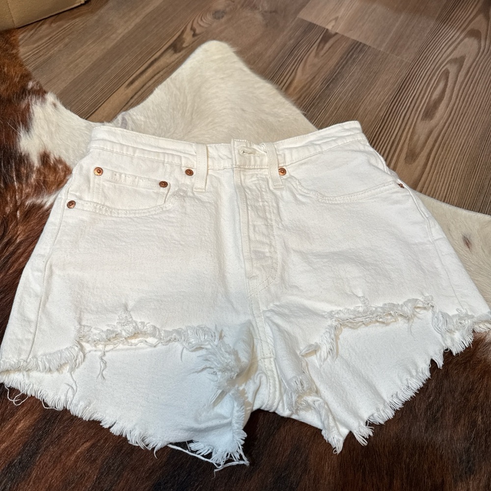 Levi's White Distressed Jean Shorts